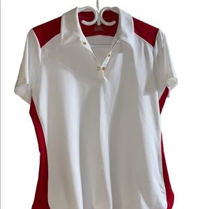 Wilson golf polo, Large size, white with red stripes.